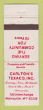 Matchbook Cover - Texaco oil gas Carlton's Wamsutter WY