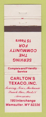 Matchbook Cover - Texaco oil gas Carlton's Wamsutter WY