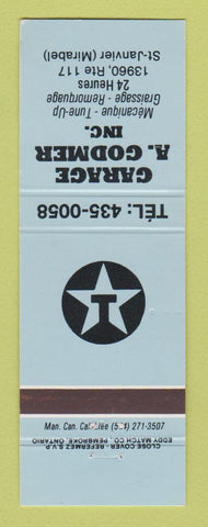 Matchbook Cover - Texaco oil gas Garage A Godmer St Janvier QC