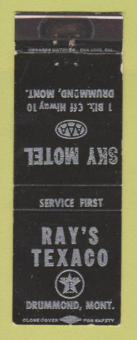 Matchbook Cover - Texaco oil gas Ray's Sky Motel Drummond MT WEAR