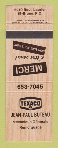 Matchbook Cover - Texaco oil gas Jean Paul Buteau St Bruno QC