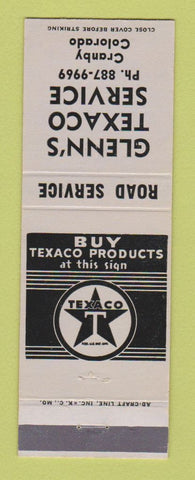 Matchbook Cover - Texaco oil gas Glenn's Cranby Colorado
