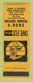 Matchbook Cover - Texaco oil gas Sock's Detroit MI LAMINATED
