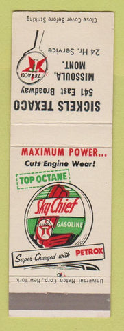 Matchbook Cover - Texaco oil gas Sickels Missoula MT