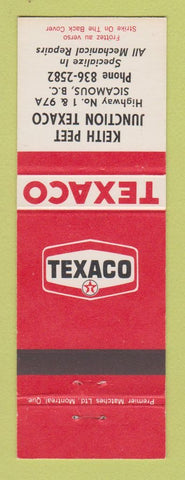 Matchbook Cover - Texaco oil gas Keith Peet Sicamous BC
