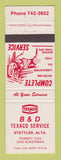 Matchbook Cover - Texaco oil gas B&D Service Stettler AB