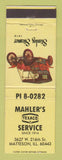 Matchbook Cover - Texaco oil gas Mahler's Matteson IL