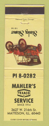 Matchbook Cover - Texaco oil gas Mahler's Matteson IL