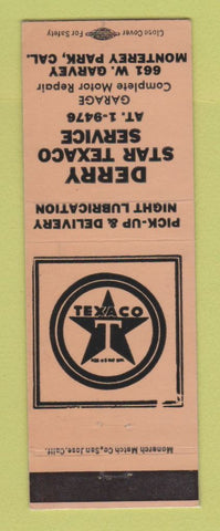 Matchbook Cover - Texaco oil gas Derry Star Monterey Park CA LAMINATED