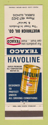 Matchbook Cover - Texaco oil gas Wuethrich Eureka IL