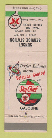 Matchbook Cover - Texaco oil gas Sunset Dublin TX