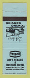 Matchbook Cover - Texaco oil gas Jim's Ho Hum Motel Jordan Valley OR LAMINATED