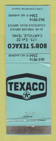 Matchbook Cover - Texaco oil gas Bob's Caryville TN WEAR