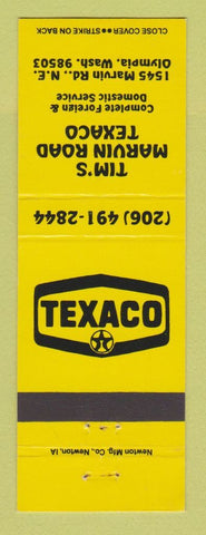 Matchbook Cover - Texaco oil gas Tim's Marvin Road Olympia WA