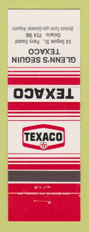 Matchbook Cover - Texaco oil gas Glenn's Seguin Parry Sound ON