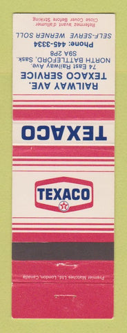 Matchbook Cover - Texaco oil gas Railway Ave North Battleford SK