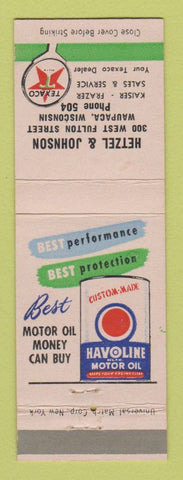 Matchbook Cover - Texaco oil gas Hetzel & Johnson Waupaca WI Kaiser Frazer