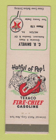 Matchbook Cover - Texaco oil gas CU Shively Milton PA LAMINATED