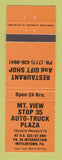 Matchbook Cover Texaco oil gas Mountain View Stop 35 Plaza Mifflintown PA ORANGE
