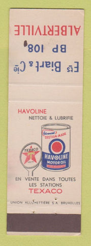 Matchbook Cover - Texaco oil gas Albertville Belgium WEAR