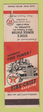 Matchbook Cover - Texaco oil gas Steve's Allentown PA