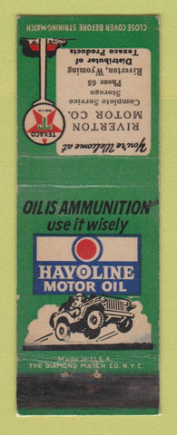 Matchbook Cover - Texaco oil gas Riverton Motor WY WEAR LAMINATED