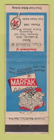 Matchbook Cover - Texaco oil gas Chas Dunwell Warsaw IN low phone # WEAR
