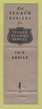 Matchbook Cover - Texaco oil gas Chas Dunwell Warsaw IN low phone # WEAR