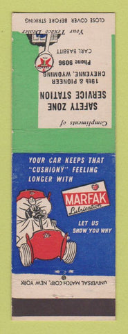 Matchbook Cover - Texaco oil gas Safety Zone Service Cheyenne WY
