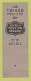 Matchbook Cover - Texaco oil gas Safety Zone Service Cheyenne WY