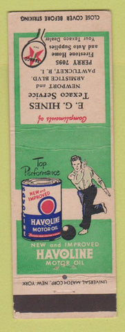 Matchbook Cover - Texaco oil gas EG Hines Pawtucket RI