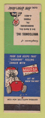 Matchbook Cover - Texaco oil gas Whitcombs Harrisburg PA LAMINATED