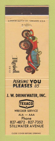 Matchbook Cover - Texaco oil gas JW Drinkwater Orono ME