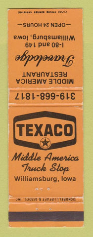Matchbook Cover - Texaco oil gas Travelodge Williamsburg IA WEAR