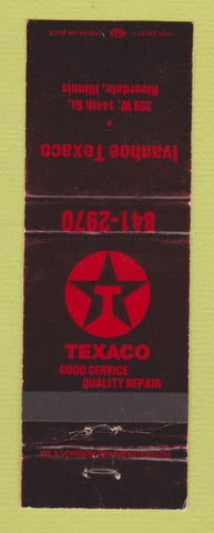 Matchbook Cover - Texaco oil gas Ivanhoe Riverdale IL WEAR
