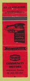 Matchbook Cover - Texaco oil gas Community Motors Redickville ON