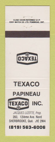 Matchbook Cover - Texaco oil gas Papineau Sherbrooke QC