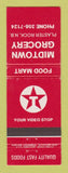 Matchbook Cover - Texaco oil gas Midtown Grocery Plaster Rock NB WEAR