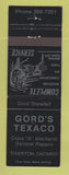 Matchbook Cover - Texaco oil gas Gord's Tiverton ON