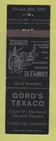 Matchbook Cover - Texaco oil gas Gord's Tiverton ON