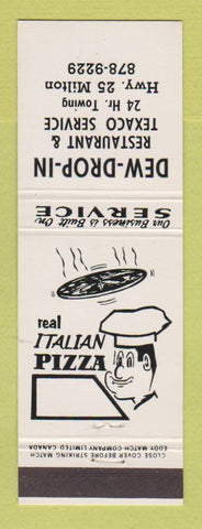 Matchbook Cover - Texaco oil gas Dew Drop In Milton ON? Pizza