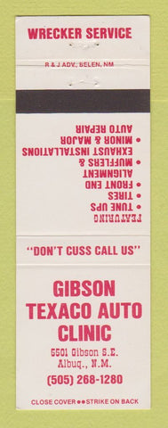 Matchbook Cover - Texaco oil gas Gibson Auto Clinic Albuquerque NM
