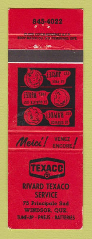 Matchbook Cover - Texaco oil gas Rivard Windsor QC WEAR