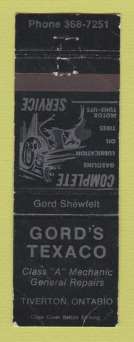 Matchbook Cover - Texaco oil gas Gord's Tiverton ON WORN