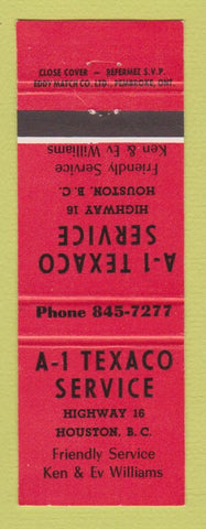 Matchbook Cover - Texaco oil gas A1 Service Houston BC