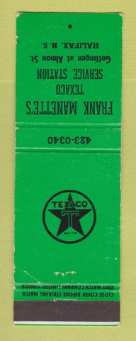 Matchbook Cover - Texaco oil gas Frank Manette's Service Halifax NS WEAR