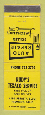 Matchbook Cover - Texaco oil gas Rudy's Fremont CA