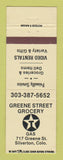 Matchbook Cover - Texaco oil gas Greene Street Grocery Silverton Colorado