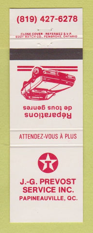 Matchbook Cover - Texaco oil gas JG Prevost Papineauville QC