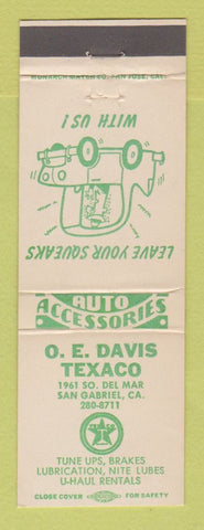 Matchbook Cover - Texaco oil gas OE Davis San Gabriel CA
